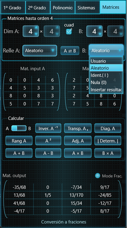 Módulo de matrices